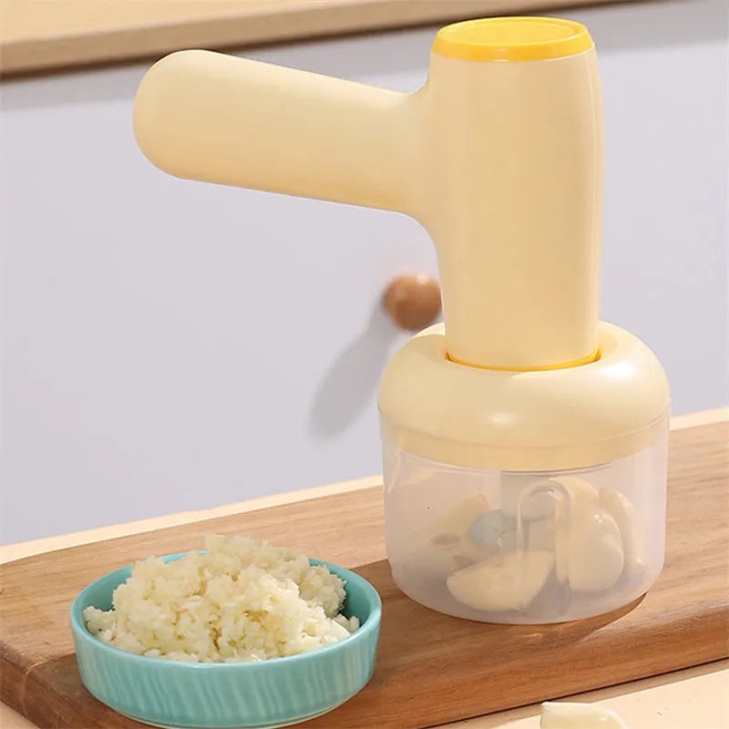 USB rechargeable electric garlic chopper with egg beater attachment in khaki or beige colour options
