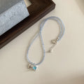 Women's hollow flower necklace with electroplated copper pendant and colourful beaded chain in Korean style