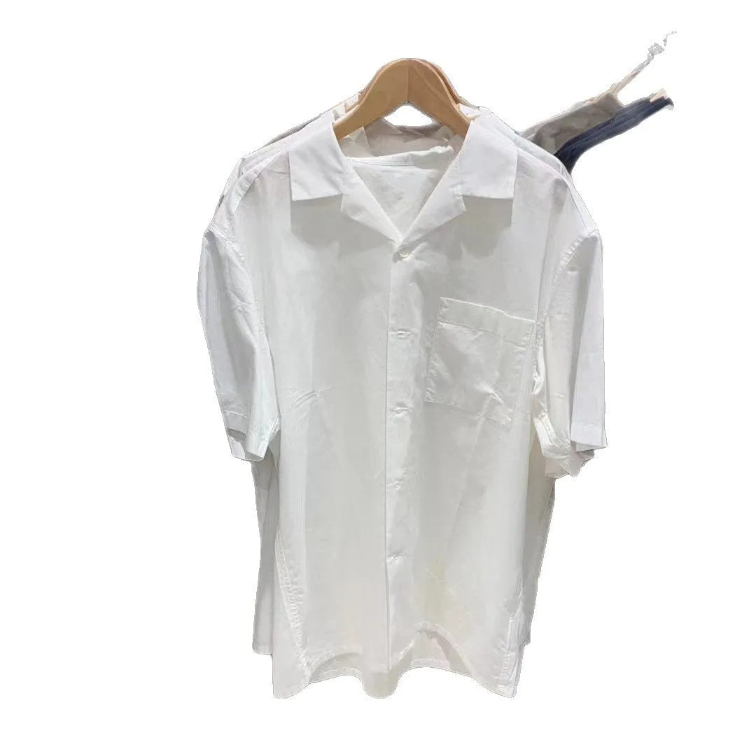 Men's modal cotton open collar shirt in Japanese Korean casual style