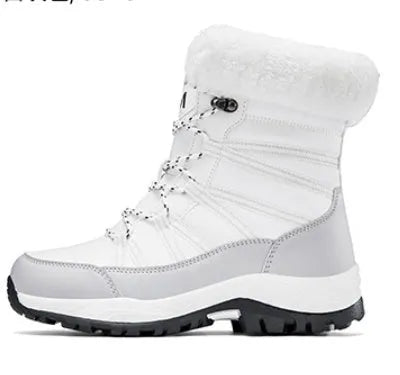 Women's winter mid boots in black with fleece lining and non-slip TPR sole, size 36-42