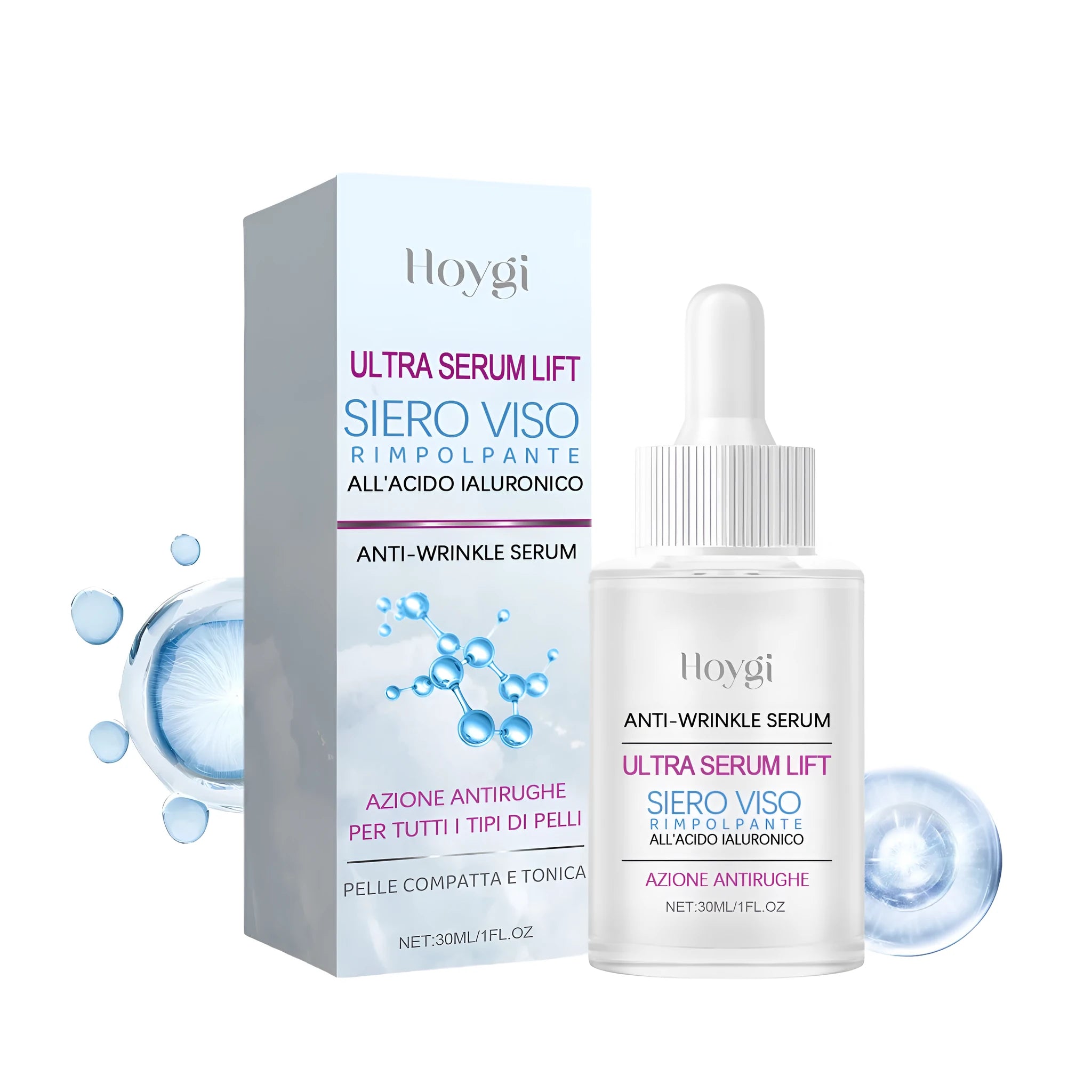 30ml hyaluronic acid anti-wrinkle essence with glycerin in skincare bottle