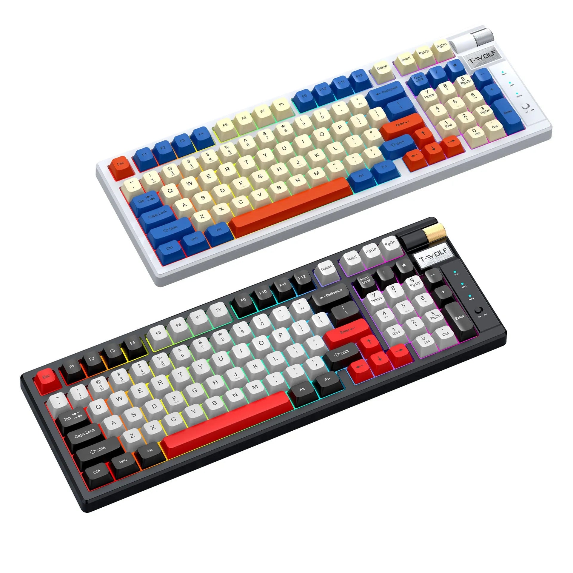 Bluetooth wireless mechanical gaming keyboard in black and red colour with USB receiver