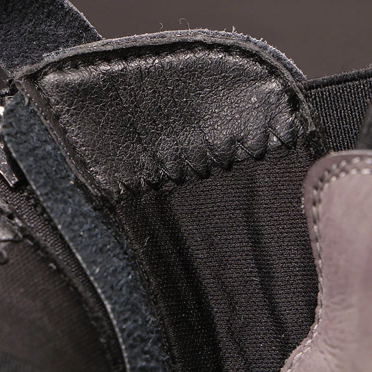 Men's casual leather shoes with microfiber upper, rubber sole, 3-5cm heel, shown in black