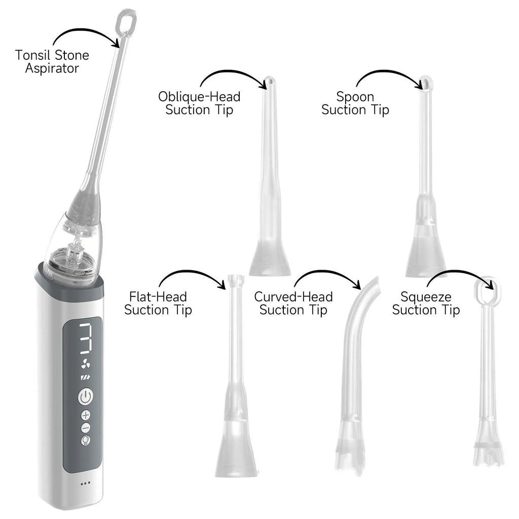 Stainless steel tonsil stone extractor oral cleaning tool in milky white colour
