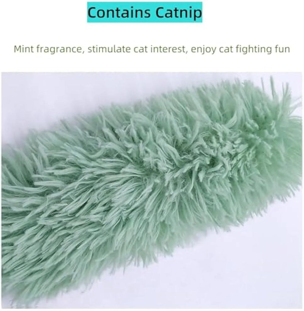Interactive cat pillow toy with crinkle sound and natural catnip in bright colours for indoor cats