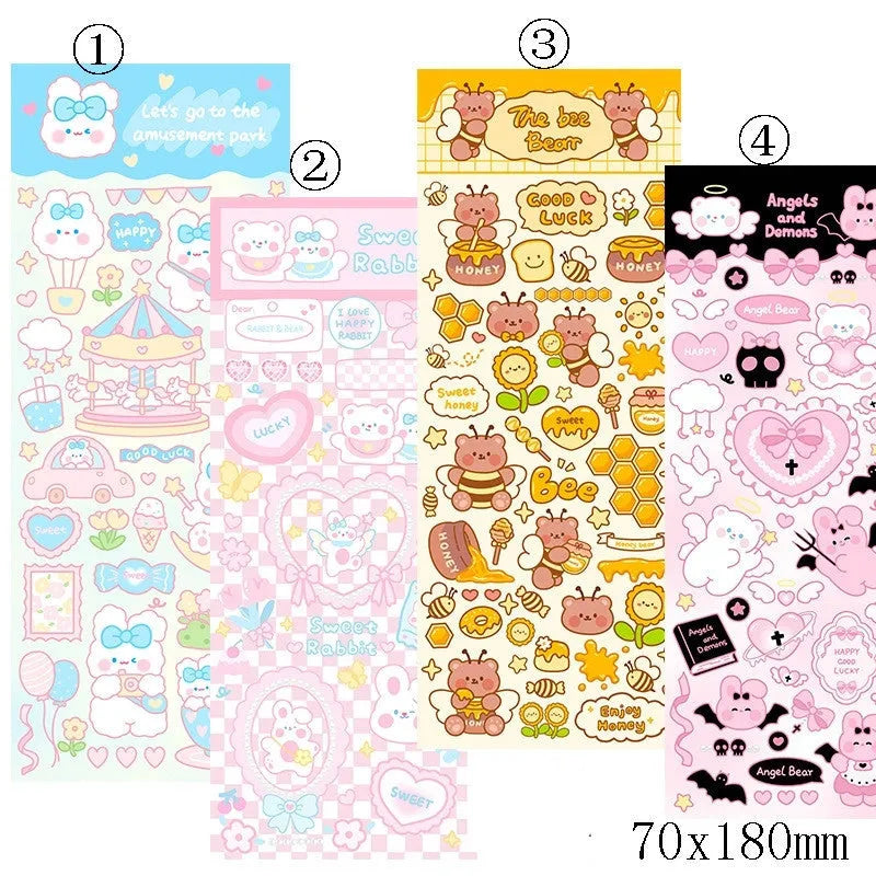 PVC waterproof cute cartoon stickers for agenda notebook decoration in four style options