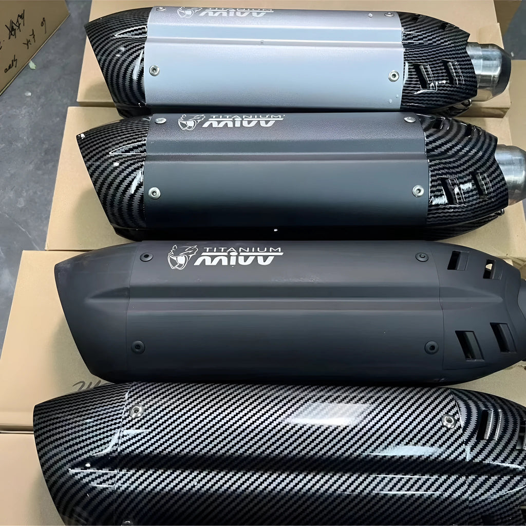 Stainless steel motorcycle exhaust modification component with small hexagonal design