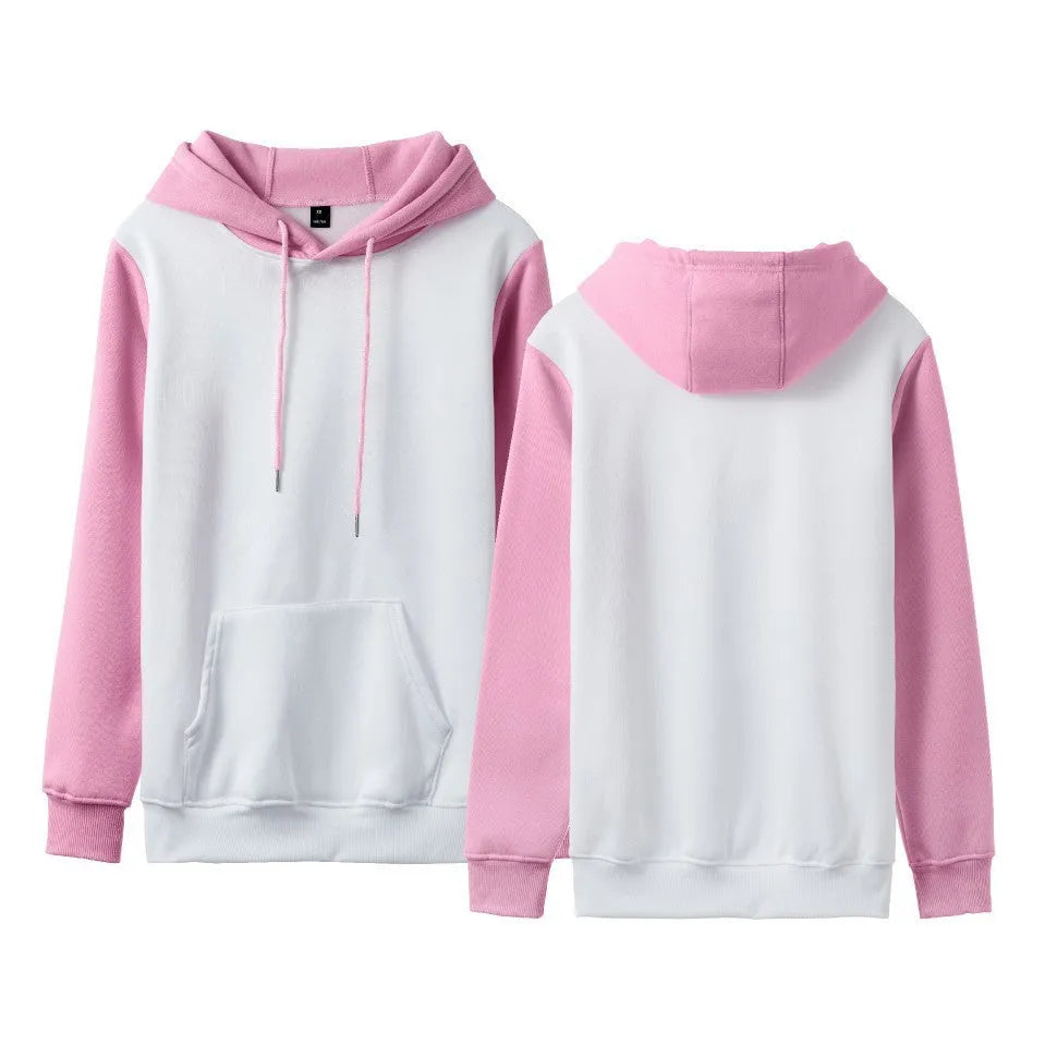 Loose fit fleece-lined hoodie with stitching details in two-tone black and white colour