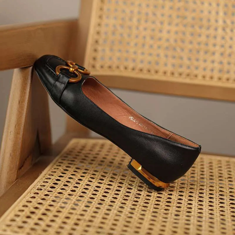 Wanwan Lei style Mary Jane pumps with square toe, shallow mouth cut, and over 8cm heel in various colours