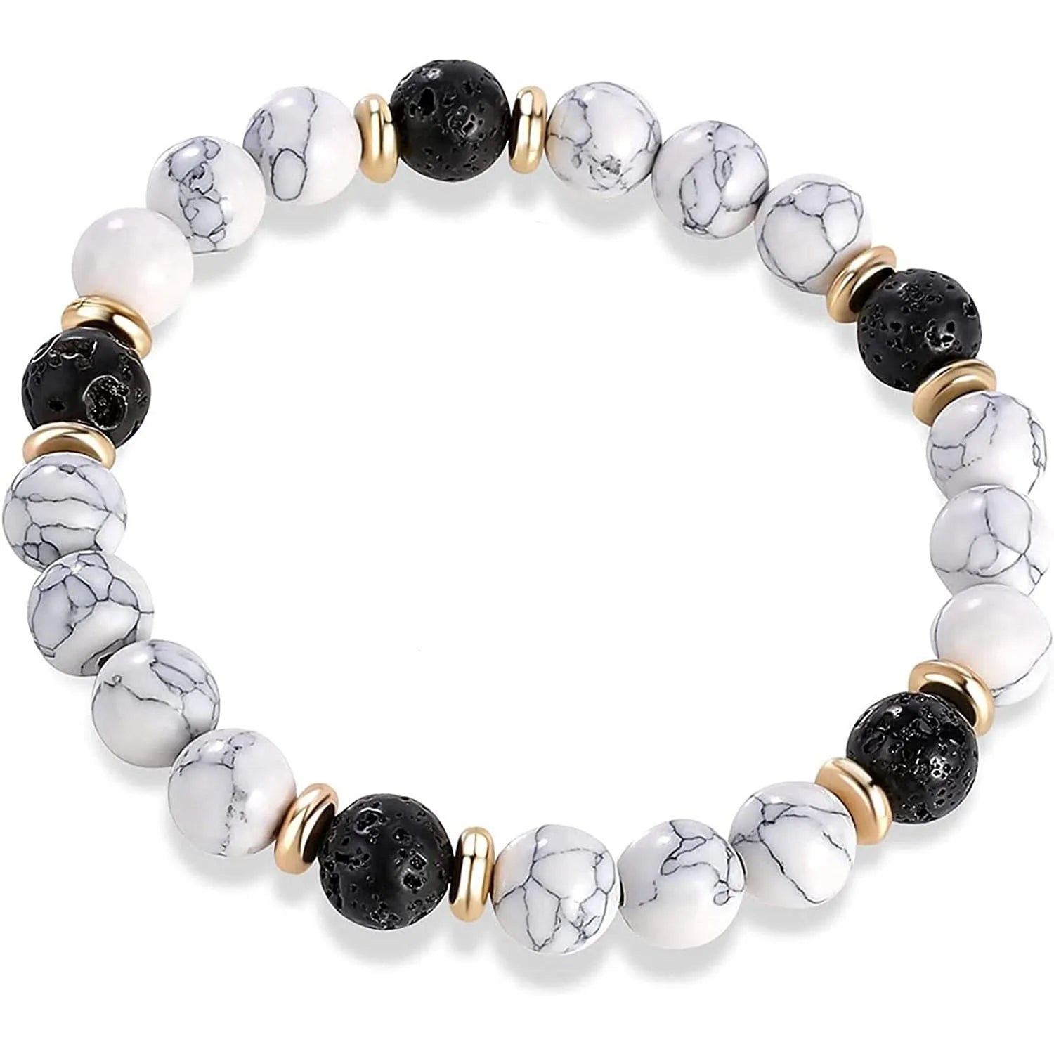 6cm alloy bracelet with natural stone elements in volcanic, tiger eye, or pine wood variations