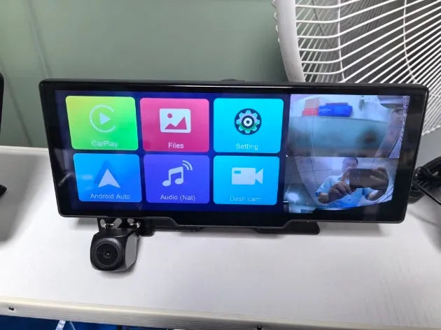 10.26-inch black car navigation device with touch screen and dual camera recording