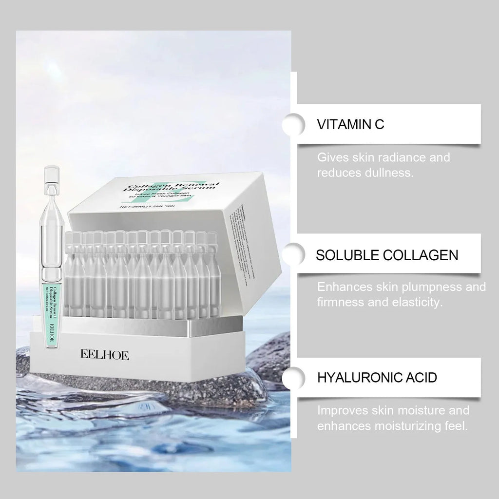 Thirty disposable 1.2ml nursing care solution sachets for moisturising skin in compact packaging