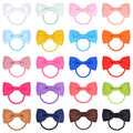 80-piece multi-coloured baby hair ties with small grosgrain ribbon bows for infants and toddlers