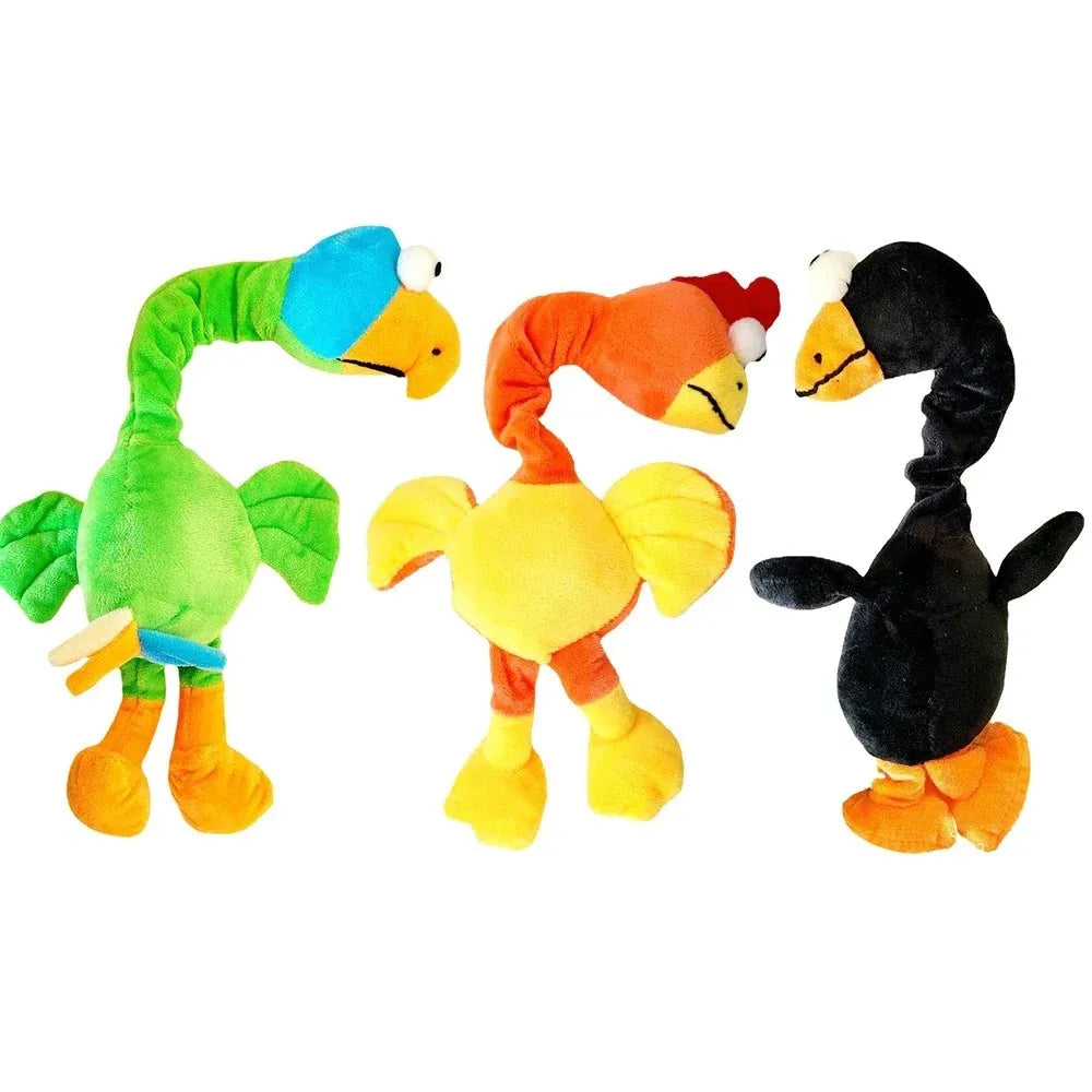 Black screaming chicken sound dog toy made of rubber, measuring 20cm long, with bite-resistant design for interactive play