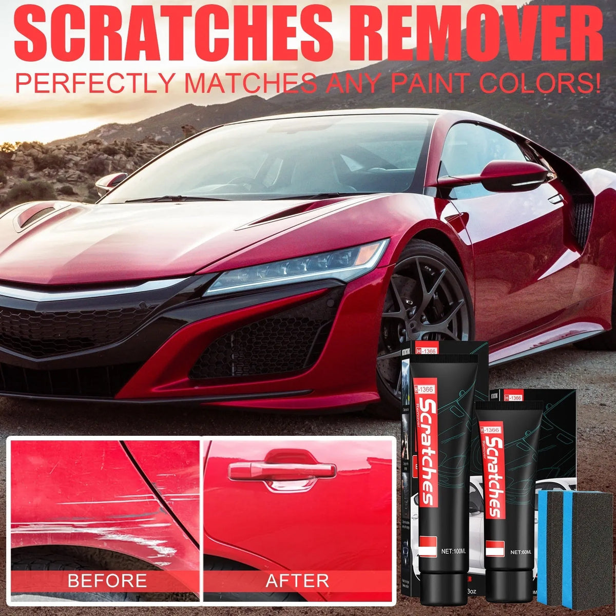 60ml tube of automotive scratch repair cream for car paint scratches