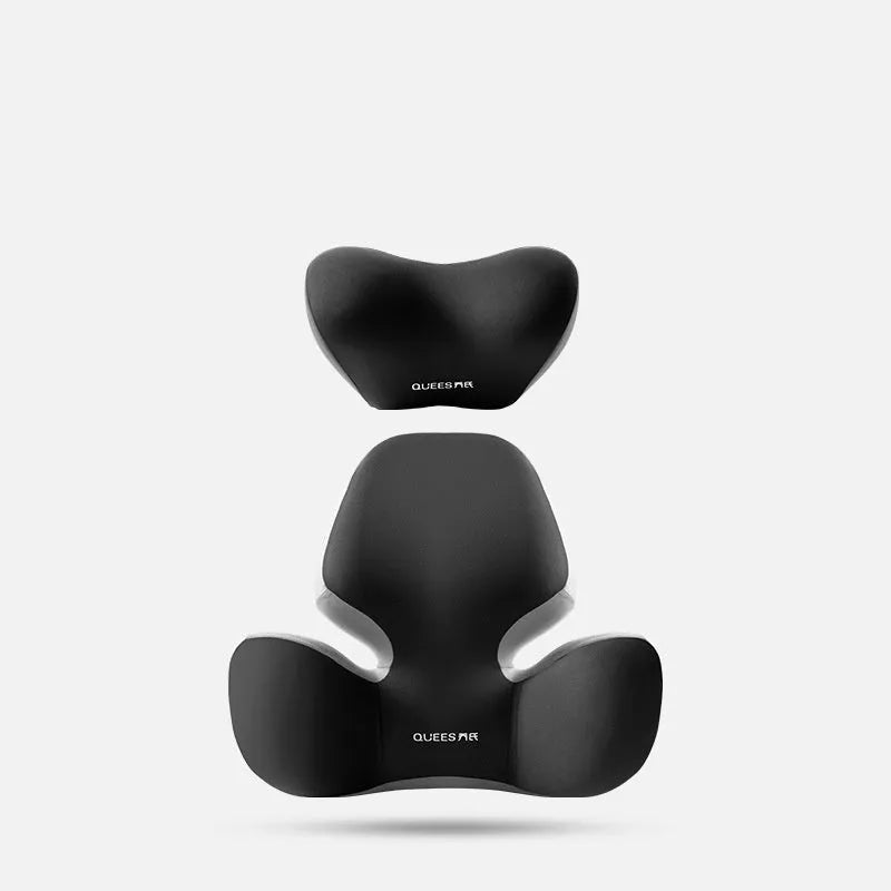 Automotive seat support cushion set with memory foam filler in black grey colour