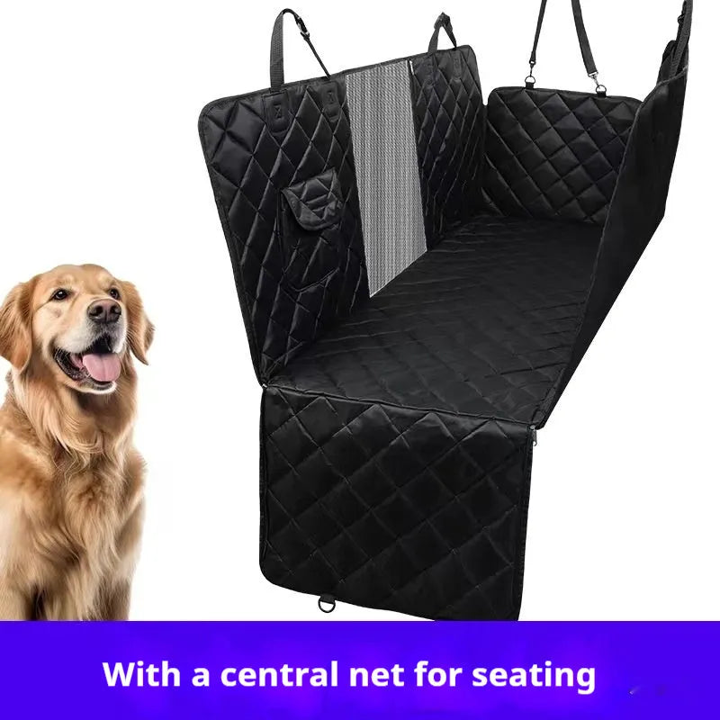 Cloth pet car seat protection mat for dogs in black and grey colour options.
