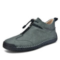 Men's casual leather shoes in black with a 3-5cm mid-heel, reinforced leather uppers, and rubber sole.
