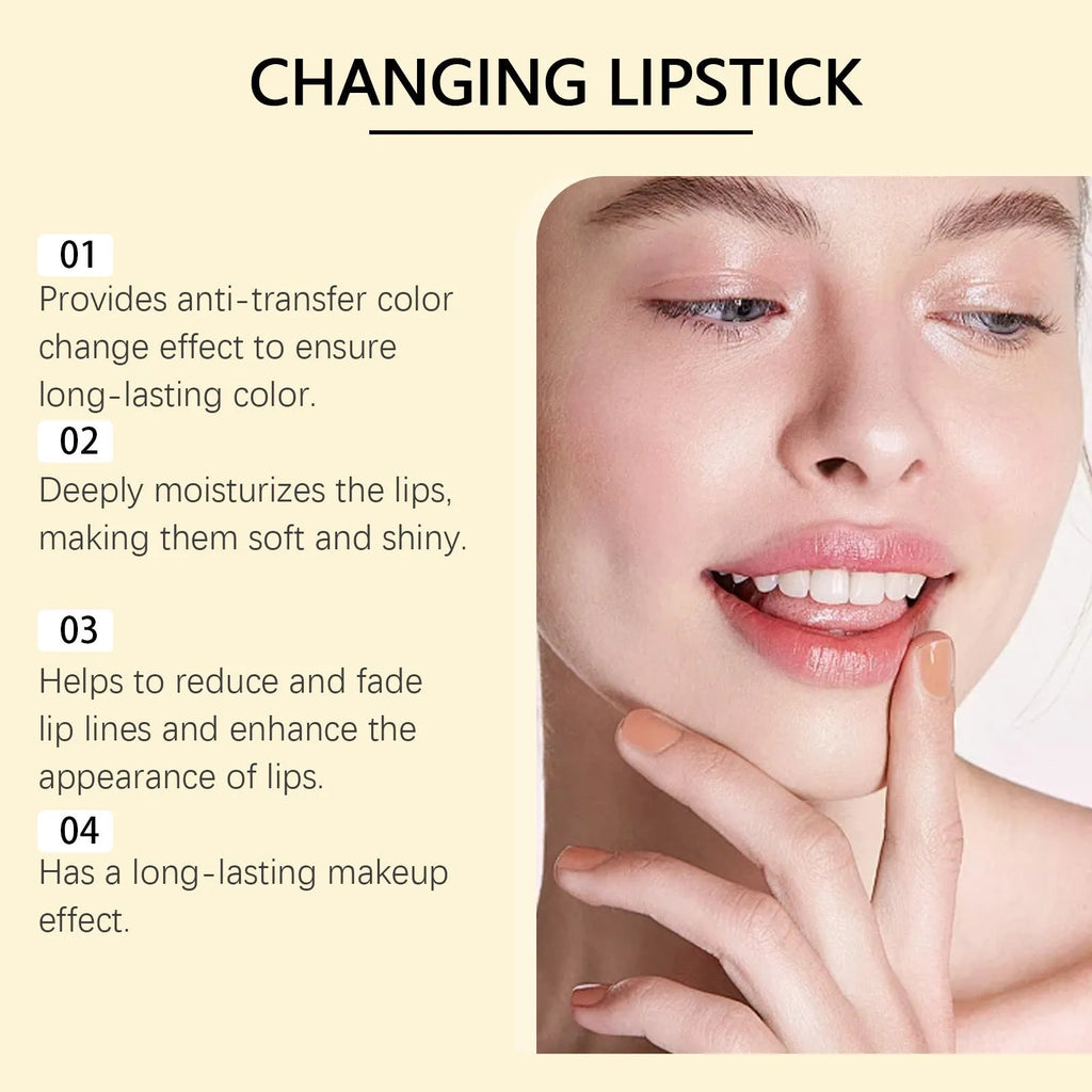 Compact gold foil nourishing lipstick in a square case, showing the bullet with subtle colour.