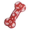 Printed bone-shaped dog chew toy with squeaker in TPR material