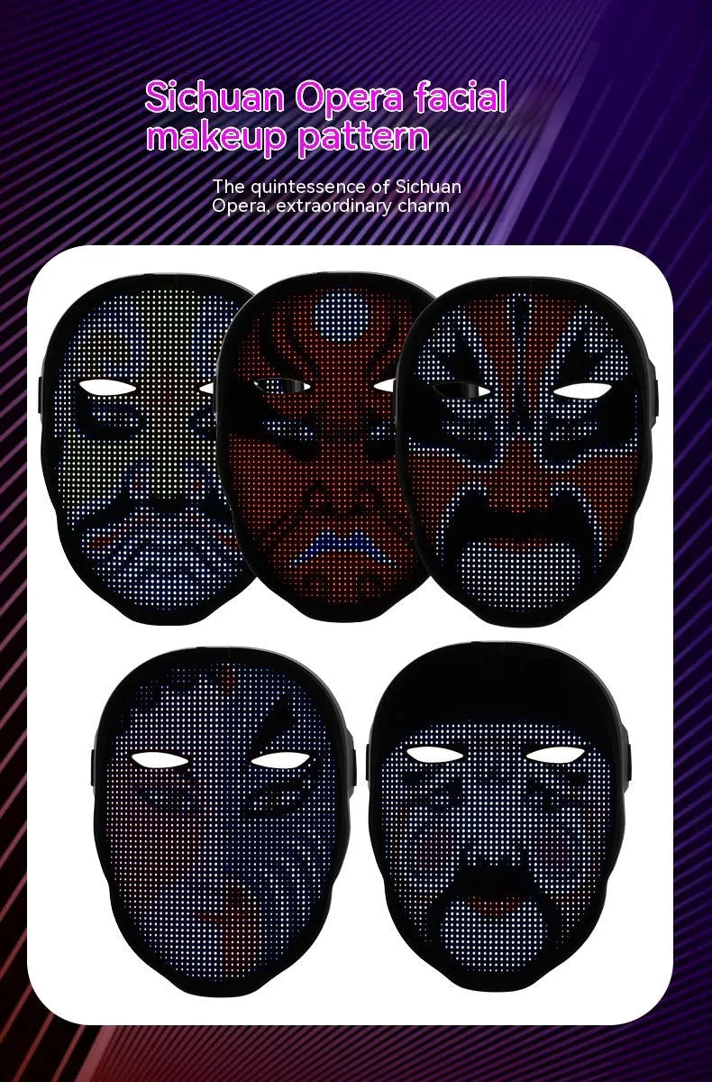 Avengers-themed LED luminous face mask with full colour changing display and gesture control