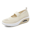 Women's slip-on mesh casual shoes in black, beige, or pink with round toe and low heel design
