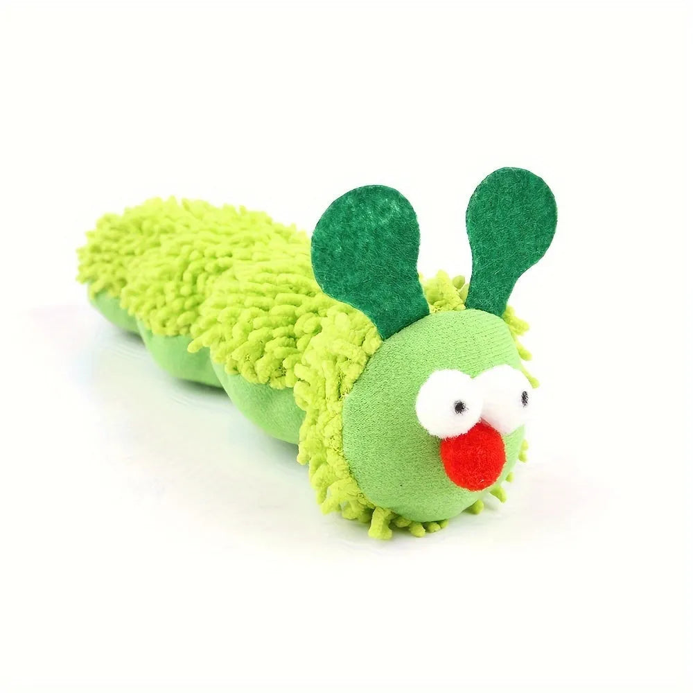Green interactive plush cat toy pillow measuring 24x11x5cm with rechargeable electronic features