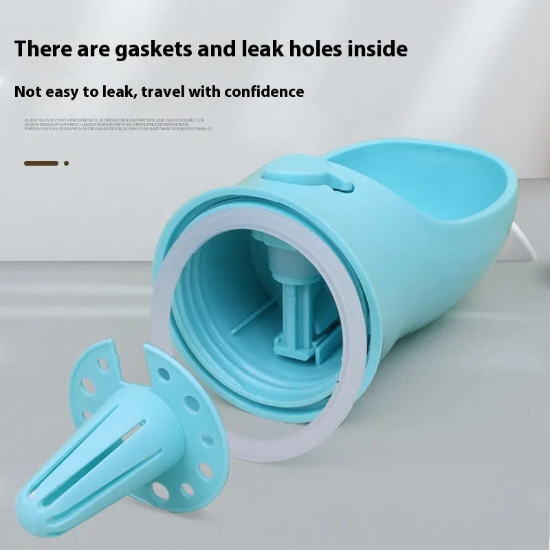 Dual-use dog outing drinking cup in blue, pink or white plastic with 350ml or 550ml capacity options