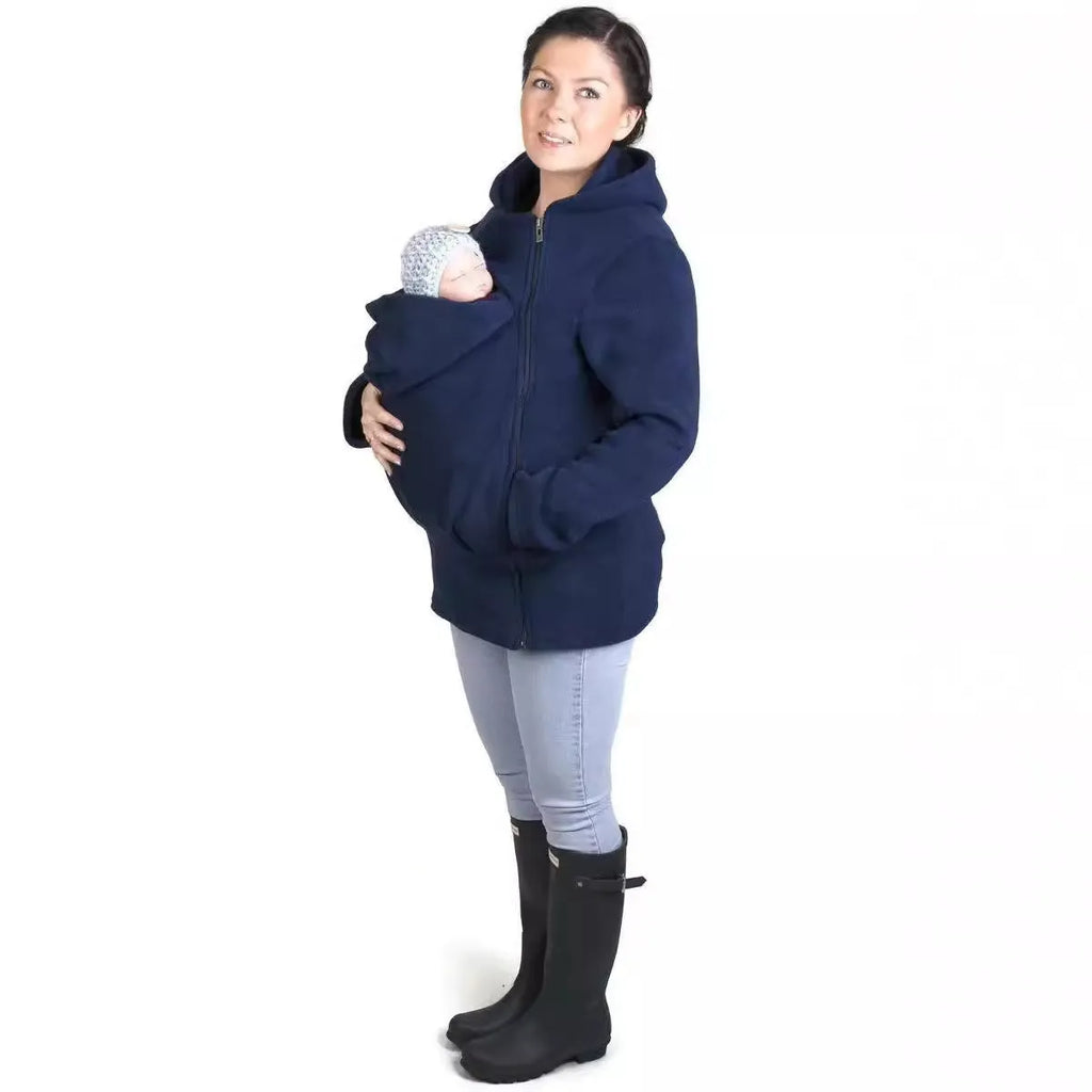 Red women's loose polar fleece sweater with long sleeves for autumn winter wear