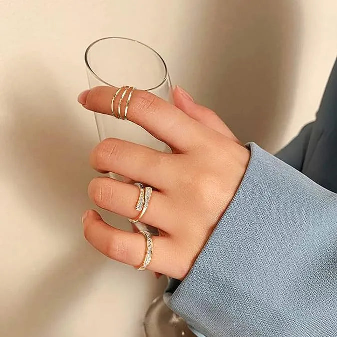 Geometric toe ring with 0.5mm thickness and 14K gold plating over copper, showing four style variations