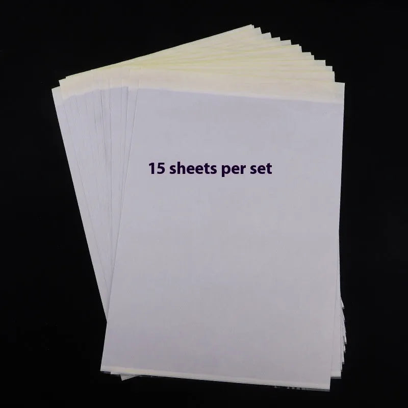 Tattoo transfer paper A4 sheets producing four copies from hand-drawn design with transfer paste gel