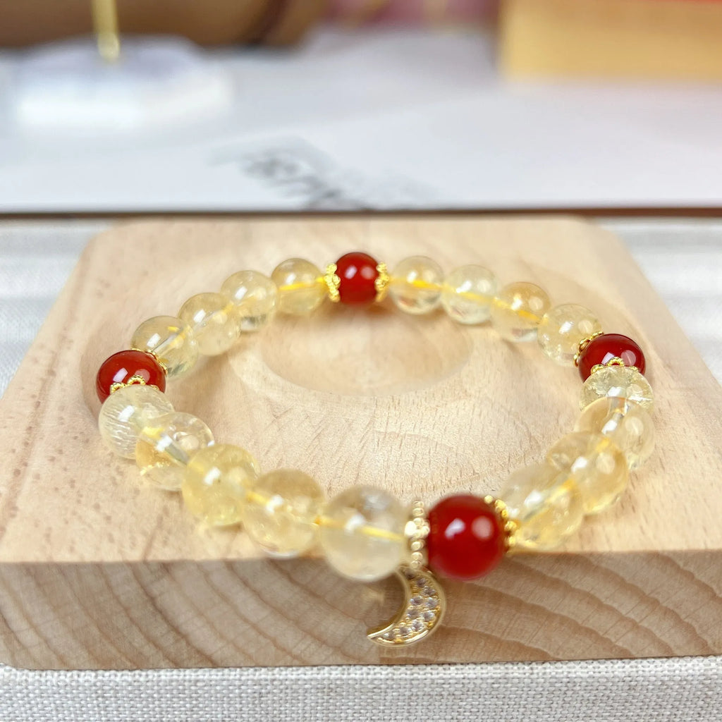 Citrine red agate crystal bracelet with manual craftsmanship for women's jewellery