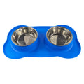 Large silicone dog bowl with stainless steel insert in raised feeding design