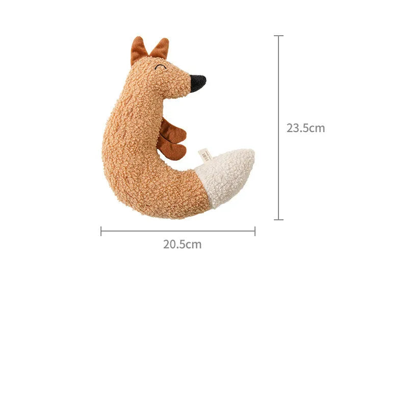 Cartoon dog grinding toy in fox or duckling design with sound paper core