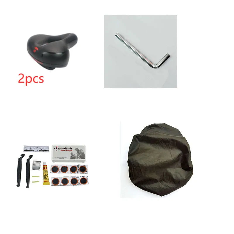 Bicycle cushion with thickened soft silicone saddle, PU leather cover, and spring suspension on a bike seat