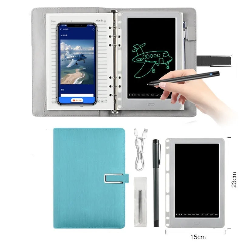 85-inch electronic writing pad with stitching appearance texture, smart pen, and USB charging cable