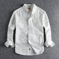 British retro long sleeve shirt in light blue or white, cotton cardigan style for spring wear, sizes M to 2XL