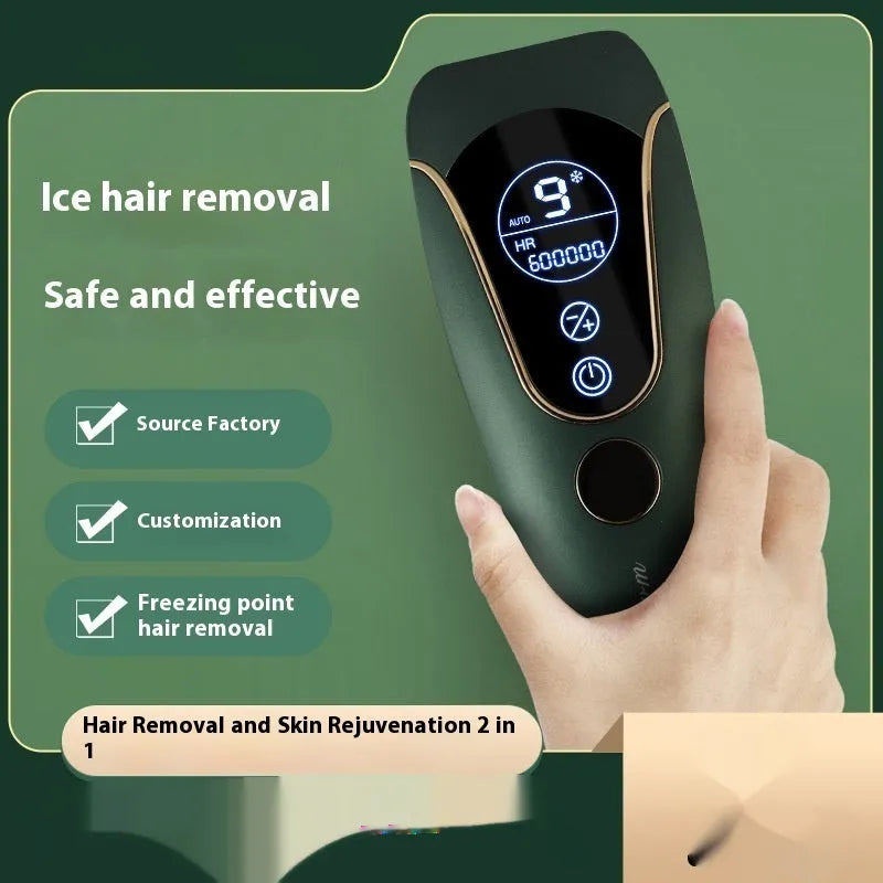 Freezing point hair removal device in sundial white, green or pink colour with 36W power for body face leg and private part use