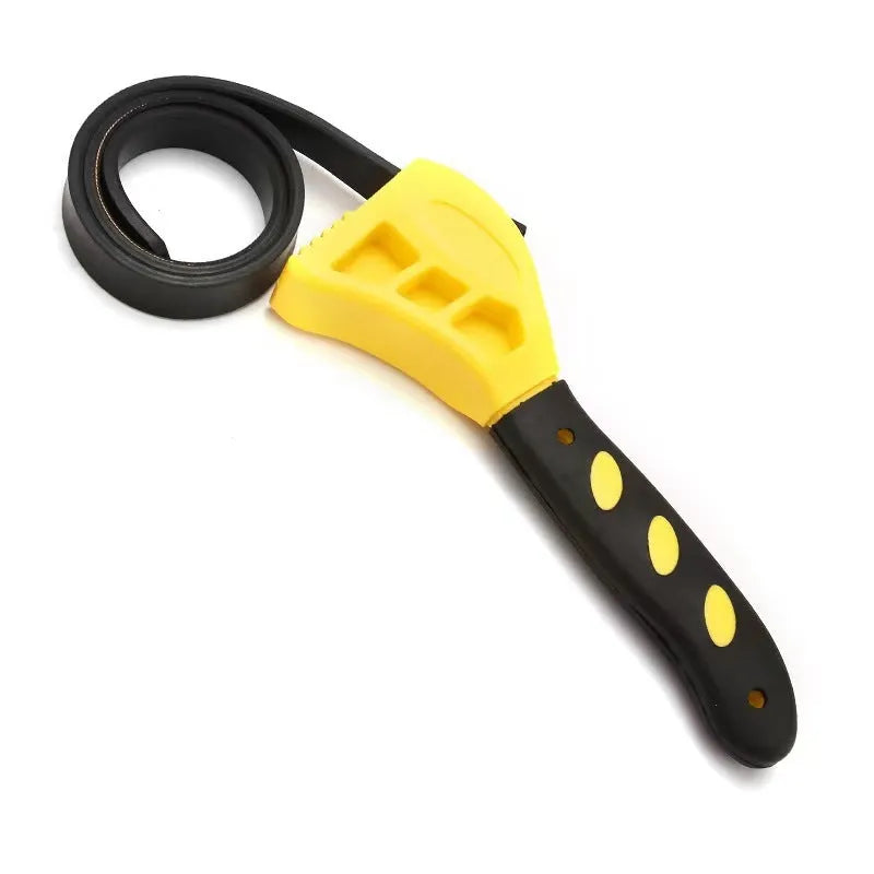Adjustable rubber strap wrench set with phosphated finish, showing 6-inch and 8-inch sizes for filter and fitting maintenance