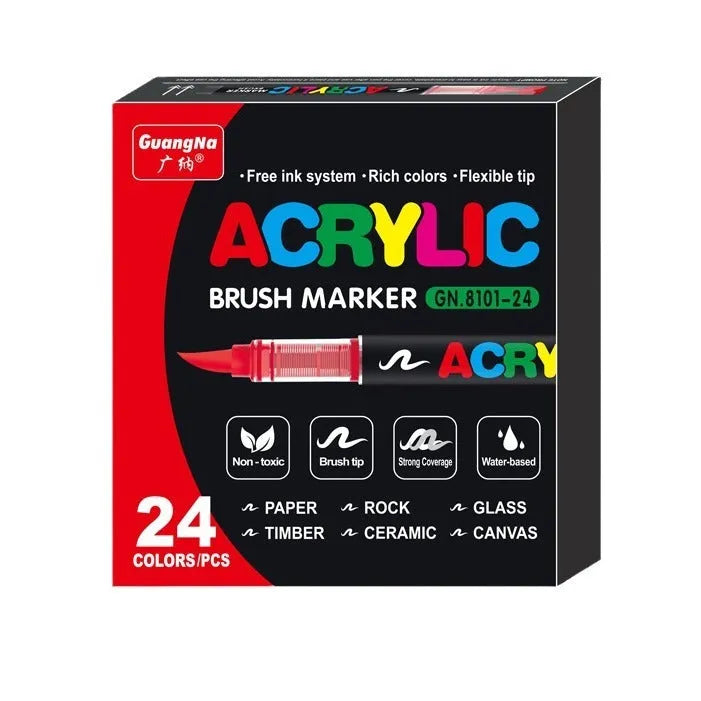 Set of straight liquid acrylic marker pens with soft heads in multiple colours for art and graffiti