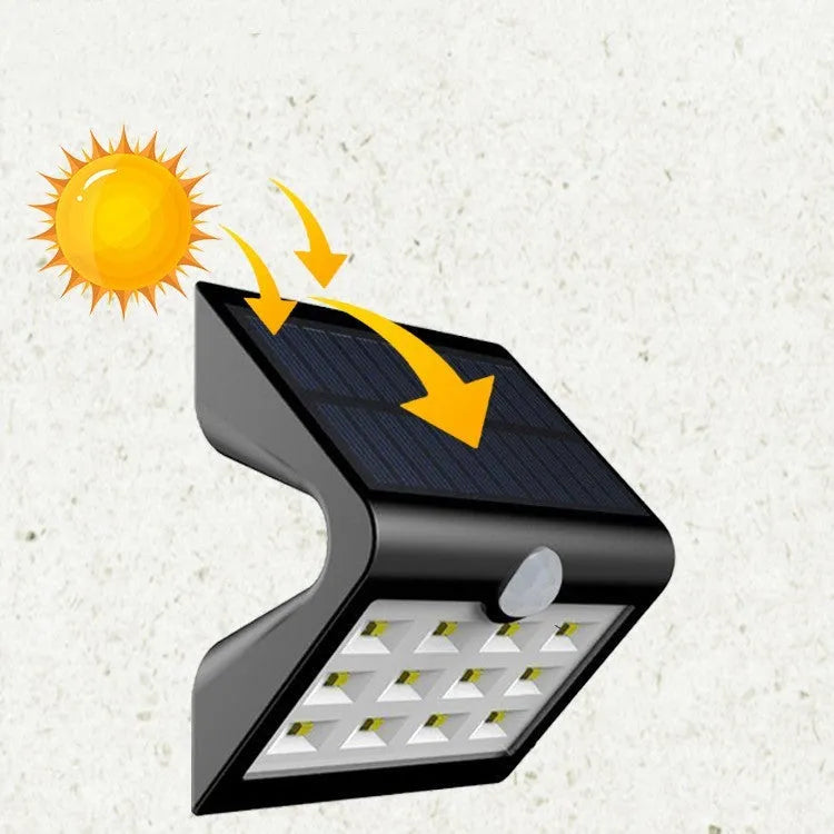 Outdoor solar wall light with motion sensor and IP65 waterproof rating for garden lighting