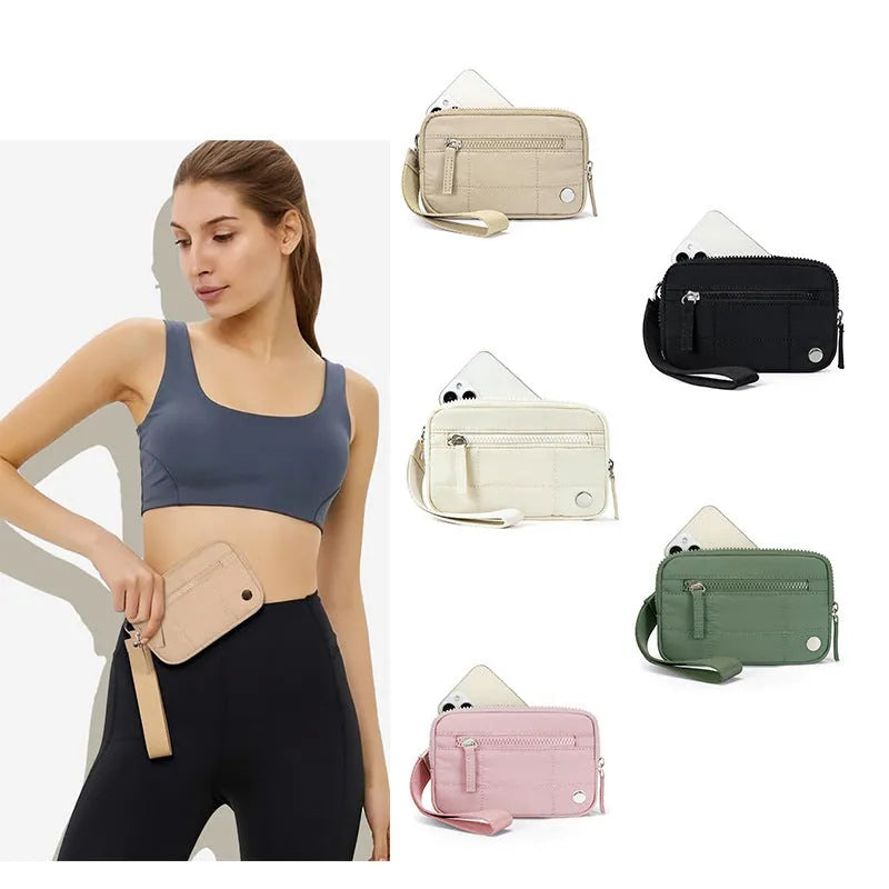 Waterproof quilted nylon handbag with transparent deck design in urban simplicity style