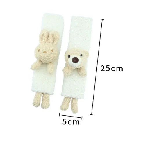 Cartoon rabbit and bear designs on lamb wool seatbelt shoulder protector for car comfort