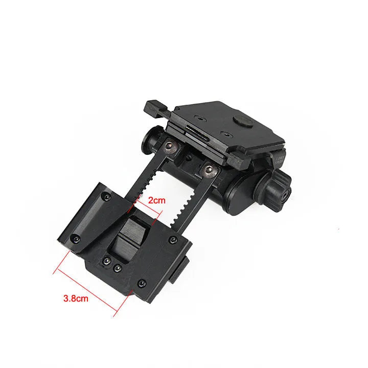 Metal alloy night vision helmet mount bracket with breakaway base in dark earth finish