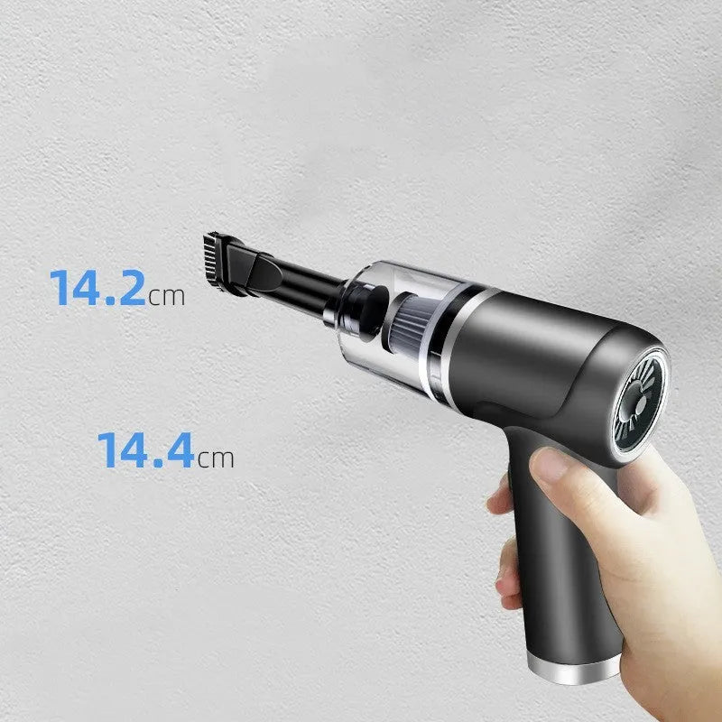 Wireless hand-held wet and dry vacuum cleaner in black or gold with brush, two nozzles, and USB charging wire