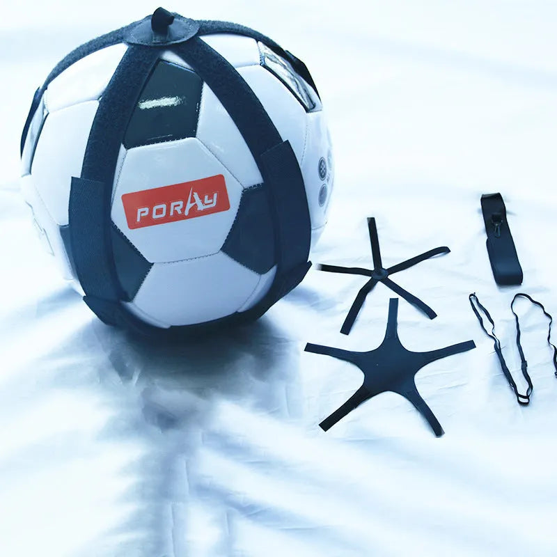 Black football juggling belt with 2 m static length made from diving suit fabric for training