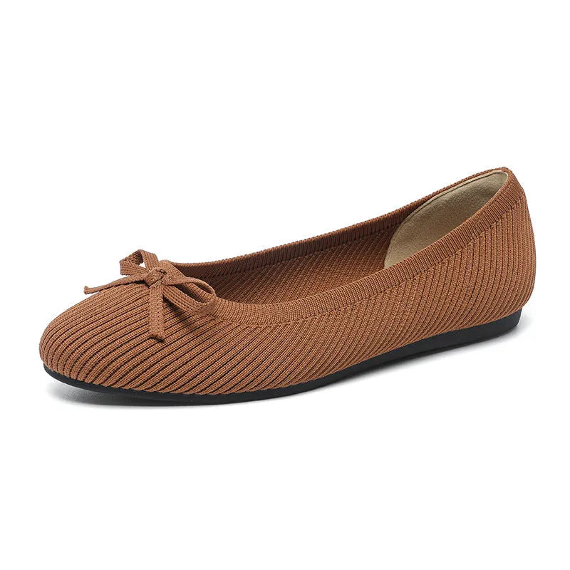 Women's bow flat pumps with round toe and oversleeve design in butterfly colour options