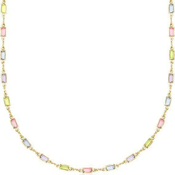 Ladies' geometric crystal necklace with adjustable 41-50cm chain and glass pendant