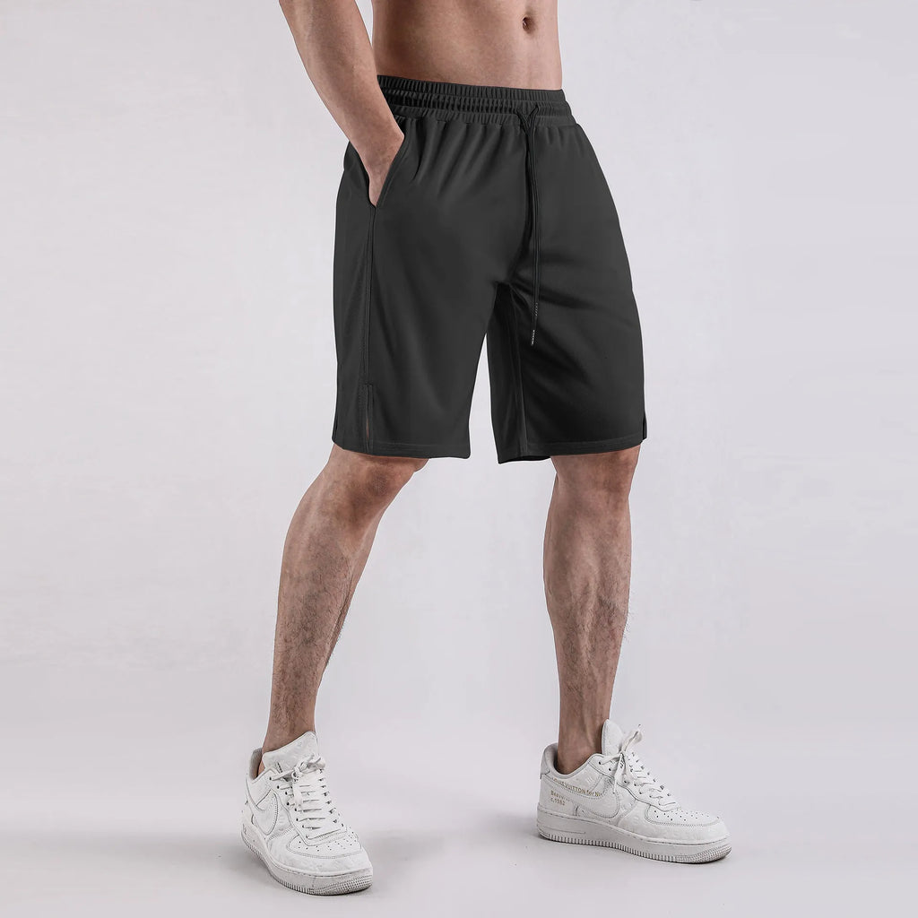 Men's quick-drying mesh shorts in black or white, loose fit for summer fitness