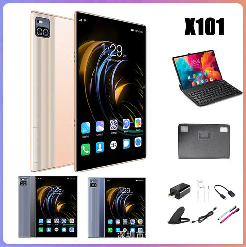 10.1 inch smart tablet in gold, blue, or grey with voice call HD and 9 hour battery